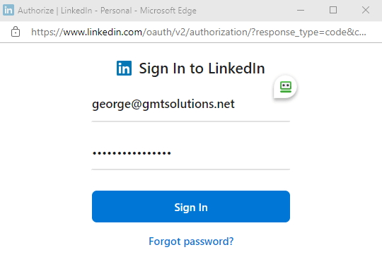 LinkedIn Sign In Form